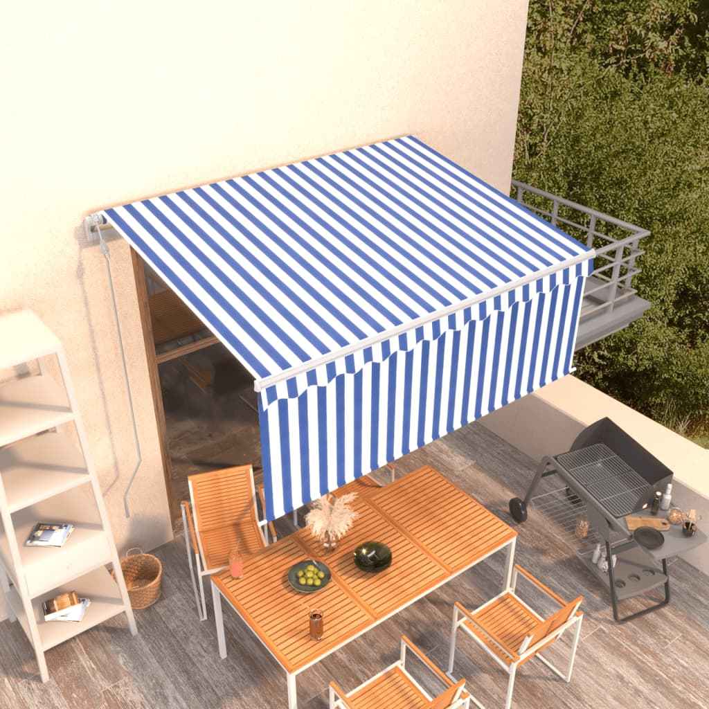 vidaXL Toldo retrátil automático com estore 3x2,5 m azul e branco